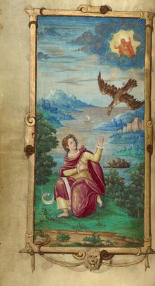 Saint John on Patmos; Book of Hours, 1544. Creator: Unknown
