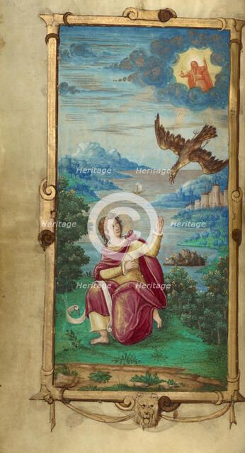 Saint John on Patmos; Book of Hours, 1544. Creator: Unknown.