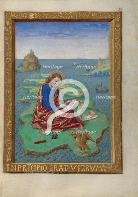 Saint John on Patmos; Book of Hours, about 1480-1490. Creator: Georges Trubert.
