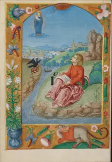 Saint John on Patmos; Book of Hours, early 16th century. Creator: Unknown