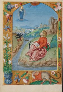 Saint John on Patmos; Book of Hours, early 16th century. Creator: Unknown
