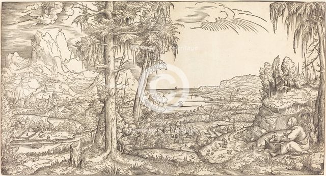 Saint John on Patmos, c. 1545/1555. Creator: Master H.W.G..
