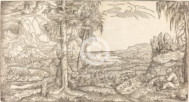 Saint John on Patmos, c. 1545/1555. Creator: Master H.W.G..