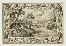 Saint John on Patmos, from Landscapes with Old and New Testament Scenes and Hunting Scenes, 1584. Creator: Adriaen Collaert
