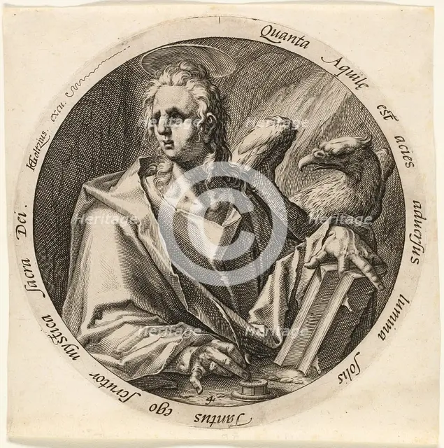 Saint John, plate four from The Four Evangelists, 1588. Creator: Jacques de Gheyn II.