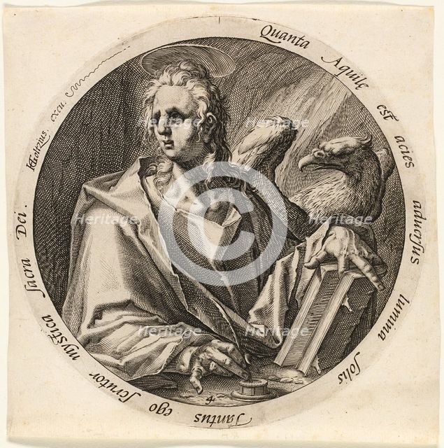 Saint John, plate four from The Four Evangelists, 1588. Creator: Jacques de Gheyn II.