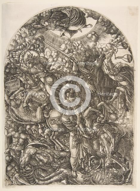 Saint John sees the Four Horsemen, from the Apocalyspe.n.d. Creator: Jean Duvet.