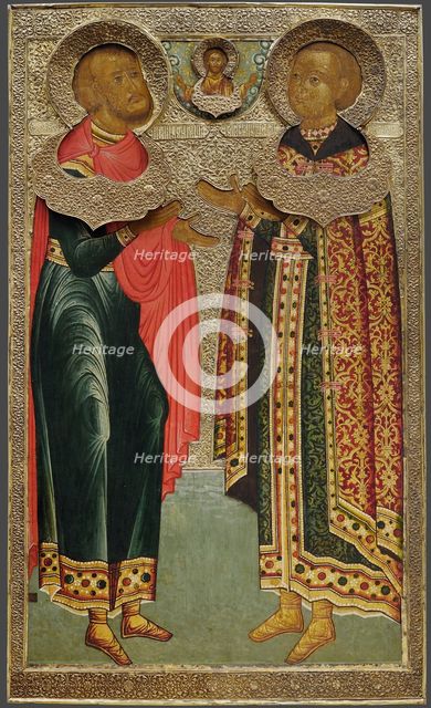 Saint John Sochavsky and Tsarevich Ivan Mikhailovich, 1639-1640. Artist: Russian icon  