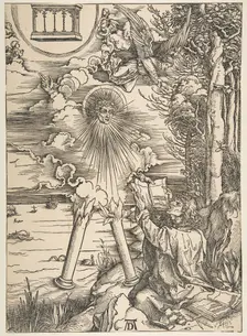 Saint John Swallowing the Book, from The Apocalypse, Latin Edition, 1511, 1511. Creator: Albrecht Durer