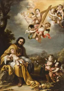 Saint Joseph and the Christ Child before the Holy Cross, c.1670. Creator: Schut, Cornelis, the Younger (c. 1629-1685)