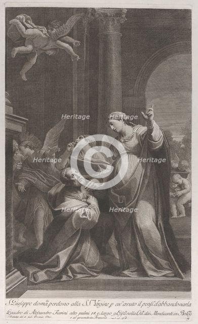 Saint Joseph asking the Virgin's pardon for having thought of deserting her..., 1760-1800. Creator: Giuliano Traballesi.