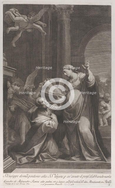 Saint Joseph asking the Virgin's pardon for having thought of deserting her..., 1760-1800. Creator: Giuliano Traballesi.
