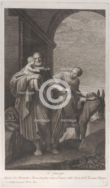Saint Joseph carrying the Christ Child on the flight into Egypt, 1760-1800. Creator: Giuliano Traballesi.