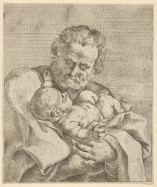 Saint Joseph holding the infant Christ, after Reni, 17th century. Creator: Anon