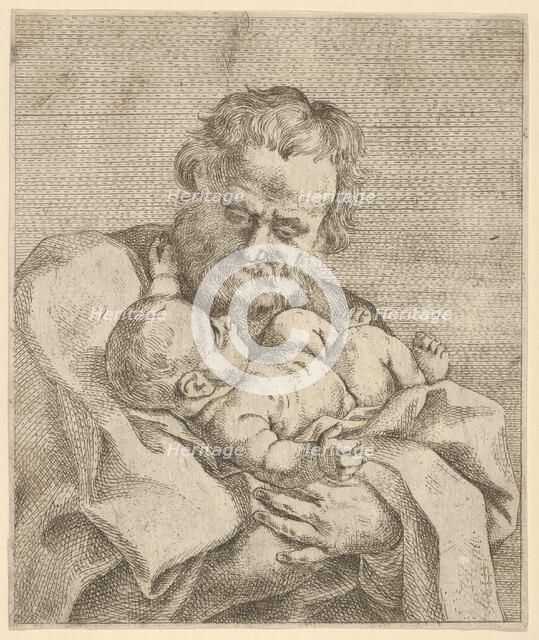 Saint Joseph holding the infant Christ, after Reni, 17th century. Creator: Anon.