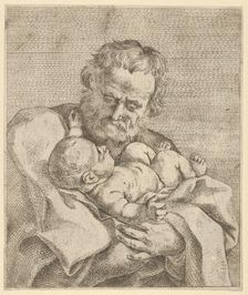 Saint Joseph holding the infant Christ, after Reni, 17th century. Creator: Anon