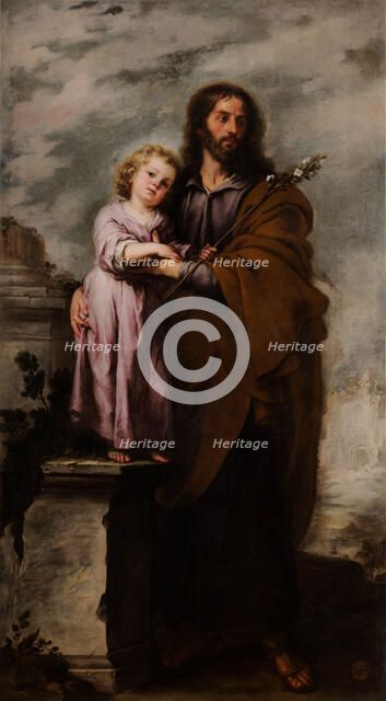 Saint Joseph with Infant Christ, 1665-1666. Creator: Murillo, Bartolomé Estebàn (1617-1682).