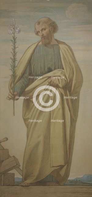 Saint Joseph with the lily staff, 1860. Creator: Eduard von Steinle.