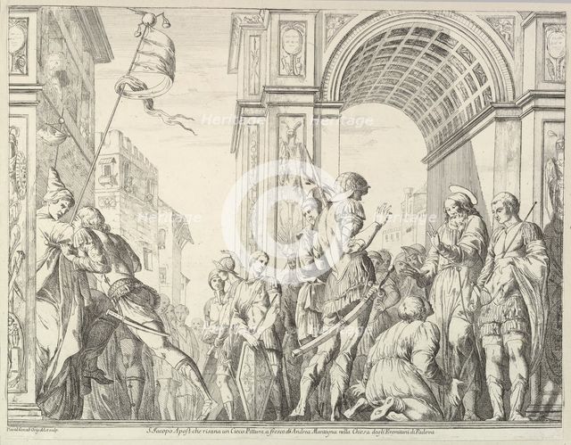 Saint James Cures a Blind Man, from "The Story of Saints James and Christopher in the Erem..., 1776. Creator: David Giovanni.