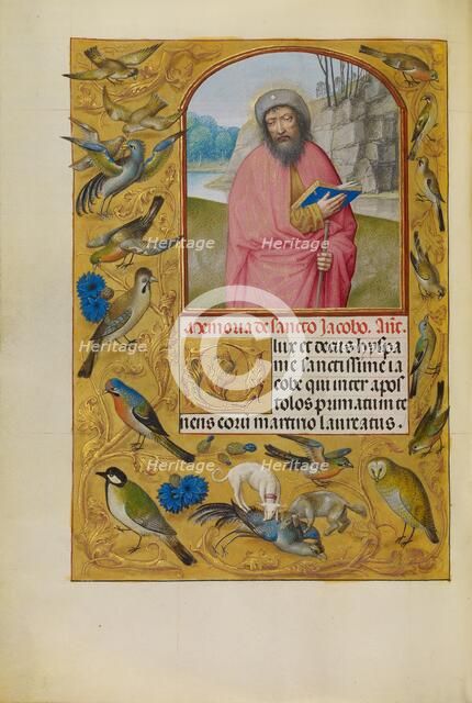 Saint James as a Pilgrim; Spinola Hours, about 1510-1520. Creator: Workshop of Master of the First Prayer Book of Maximilian.