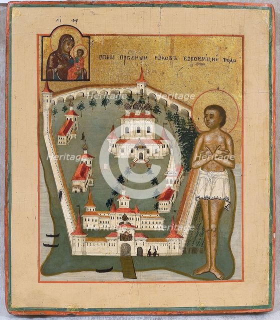 Saint James of Borovichi, Wonderworker of Novgorod with the Valday Iversky Monastery, Early 19th cen Artist: Russian icon  