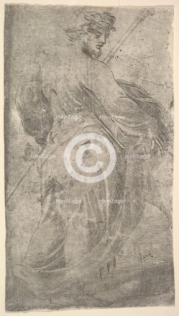 Saint James Major, a staff in his left hand, book in his right, from 'Christ and th..., ca. 1548-50. Creator: Andrea Schiavone.