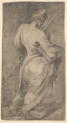 Saint James Major holding a staff and a book facing right, from Christ and the Apo..., ca. 1548-50. Creator: Andrea Schiavone