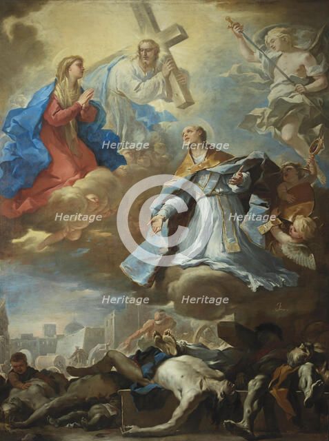 Saint Januarius Interceding to the Virgin Mary, Christ and God the Father for Victims of the Plague, Creator: Giordano, Luca (1632-1705).