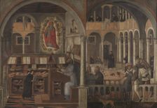 Saint Jerome appearing to Saint Augustine and the Discovery of Flour in Benedictine... c1505. Creator: Giovanni di Niccolo Mansueti