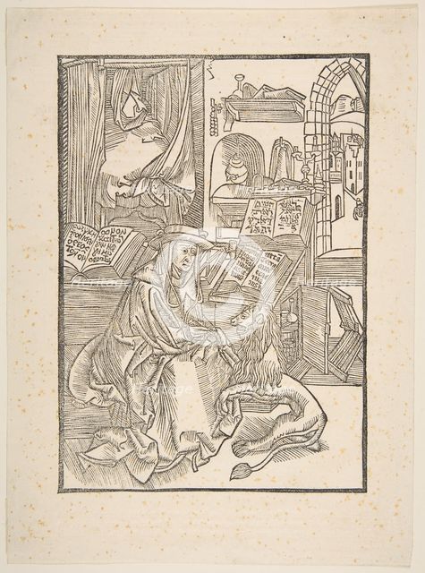 Saint Jerome Extracting a Thorn from the Lion's Foot, Lyons, 1508 (copy).n.d. Creator: Unknown.