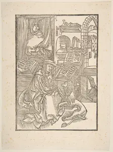 Saint Jerome Extracting a Thorn from the Lion's Foot, Lyons, 1508 (copy).n.d. Creator: Unknown