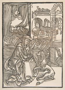 Saint Jerome Extracting a Thorn from the Lion's Foot, Lyons 1508 (copy).n.d. Creator: Unknown