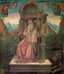 Saint Jerome Enthroned, ca 1475. Creator: Santi, Giovanni (ca 1435-1494)