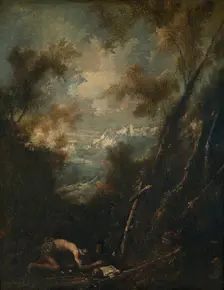 Saint Jerome in a Landscape, late 17th-early 18th century. Creator: Alessandro Magnasco