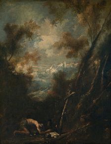 Saint Jerome in a Landscape, late 17th-early 18th century. Creator: Alessandro Magnasco