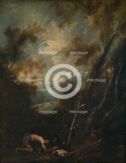 Saint Jerome in a Landscape, late 17th-early 18th century. Creator: Alessandro Magnasco.
