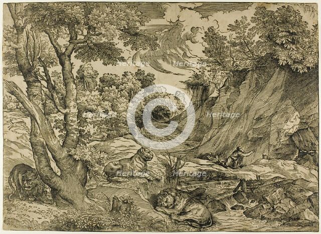 Saint Jerome in the Wilderness, 1525-30. Creator: Nicolo Boldrini.