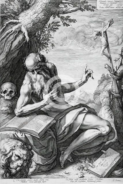 Saint Jerome in the Desert, 1596. Creator: Hendrik Goltzius.