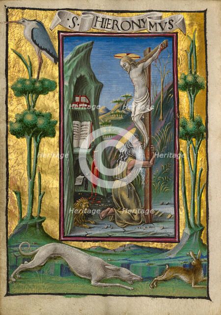 Saint Jerome in the Desert; Gualenghi-d'Este Hours, about 1469. Creator: Taddeo Crivelli.