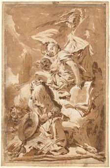 Saint Jerome in the Desert Listening to the Angels, c. 1732. Creator: Giovanni Battista Tiepolo