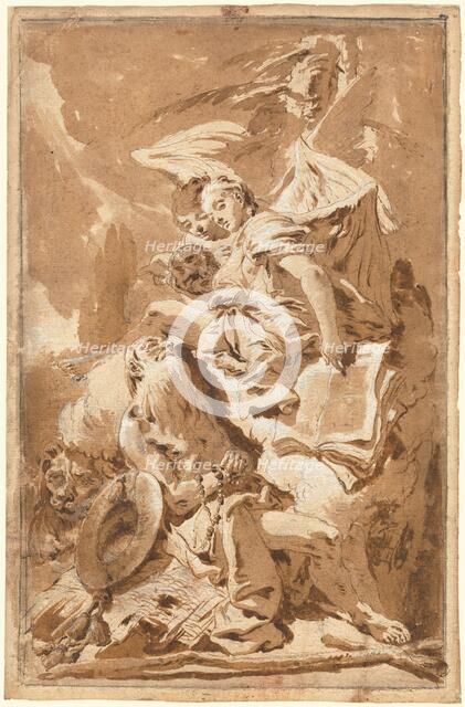 Saint Jerome in the Desert Listening to the Angels, c. 1732. Creator: Giovanni Battista Tiepolo.