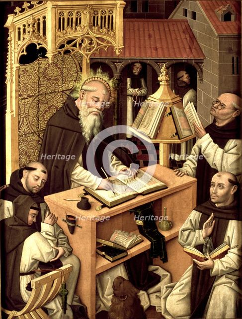 Saint Jerome in the scriptorium, ca 1485. Artist: Master of Monasterio de Santa María del Parral (active ca. 1500)