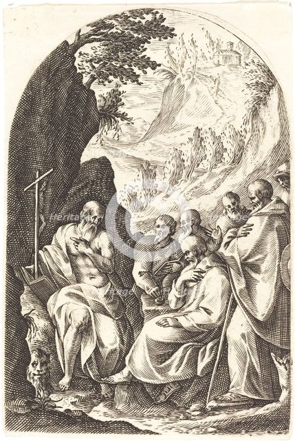 Saint Jerome Instructing his Disciples in the Desert, 1608/1611. Creator: Jacques Callot.