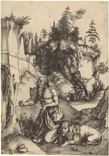 Saint Jerome Penitent in the Wilderness, c. 1496. Creator: Albrecht Durer
