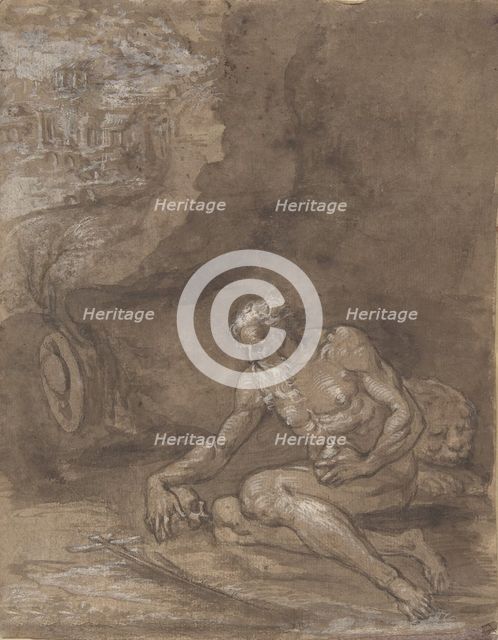 Saint Jerome Praying in a Landscape., 1550-60. Creator: Attributed to Niccolò dell' Abate.