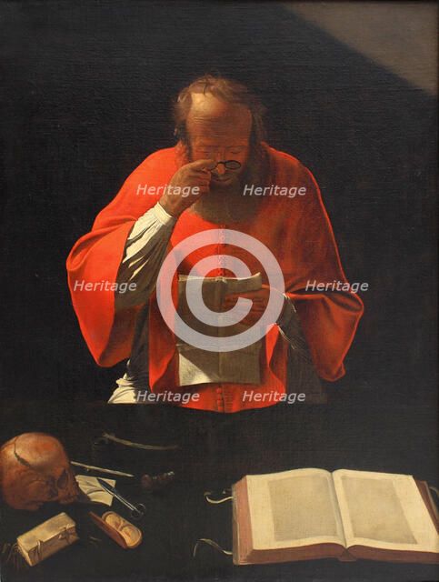 Saint Jerome reading (Copy), ca 1636. Artist: La Tour, Georges, de (1583-1652)