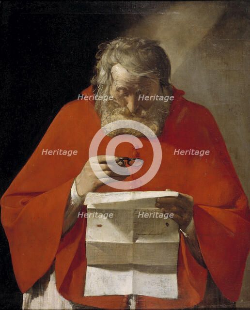 Saint Jerome reading a letter, ca. 1628-1629. Artist: La Tour, Georges, de (1583-1652)