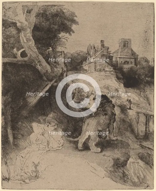 Saint Jerome Reading in an Italian Landscape, c. 1653. Creator: Rembrandt Harmensz van Rijn.