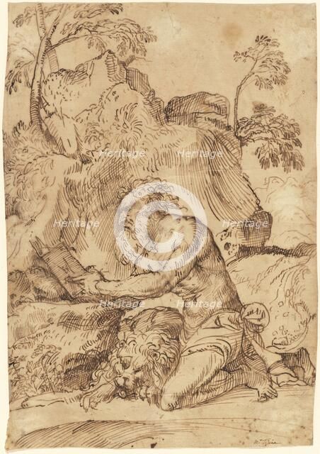 Saint Jerome Reading in the Wilderness, 1520/1525. Creator: Domenico Campagnola.