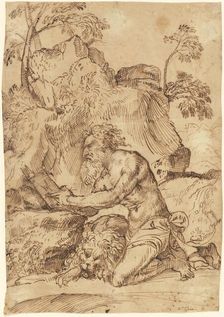 Saint Jerome Reading in the Wilderness, 1520/1525. Creator: Domenico Campagnola